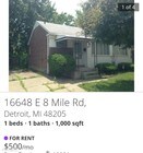1 Bedroom Single-Family Home for Rent $500