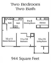 floorplan - 2 to 3 bedrooms from $620 to $705 - Arbor Pointe Apartments in Mobile, Alabama
