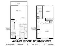 floorplan - 2 to 3 Beds from $1809 to $2225 - Agave Ridge Townhomes Apartments in San Diego, California