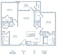 B5 - 2 Bedrooms 2 Bath from $1835 - Studio to 3 bedrooms from $1338 to $2989 - Camden North End Apartments in Phoenix, Arizona