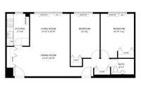 2 Bedroom A - 2 Bedrooms 1 Bath from $1875 - 1 to 3 Beds from $1580 to $2175 - Canterbury Place in Roslindale, Massachusetts