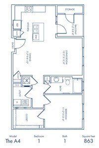 A4 - 1 Bedrooms 1 Bath from $1486 - Studio to 3 bedrooms from $1338 to $2989 - Camden North End Apartments in Phoenix, Arizona