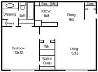 floorplan - 1 to 3 Beds from $595 to $740 - Serenity Apartments at Mobile in Mobile, Alabama