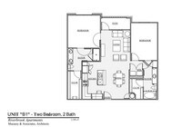 B1 - 2 Bedrooms 2 Bath from $443 to $926 - 1 to 2 bedrooms from $369 to $1499 - Riverbrook Village - 55+ Active Senior Living Apartments in Humble, Texas