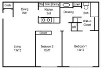 floorplan - 1 to 3 Beds from $595 to $740 - Serenity Apartments at Mobile in Mobile, Alabama