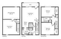 2 Bedroom, 1.5 Bath Townhome 1,387 Sq. Ft. - 2 Bedrooms 1.5 Bath from $1123 to $1592 - 1 to 3 Beds from $774 to $1734 - Elmwood Terrace Apartments & Townhomes in Rochester, New York