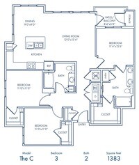 C - 3 Bedrooms 2 Bath from $2914 to $2989 - Studio to 3 bedrooms from $1338 to $2989 - Camden North End Apartments in Phoenix, Arizona
