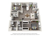 B3 - 2 Bedrooms 2 Bath from $3445 to $4795 - Studio to 3 bedrooms from $1785 to $4795 - Topaz Apartments in Los Angeles, California